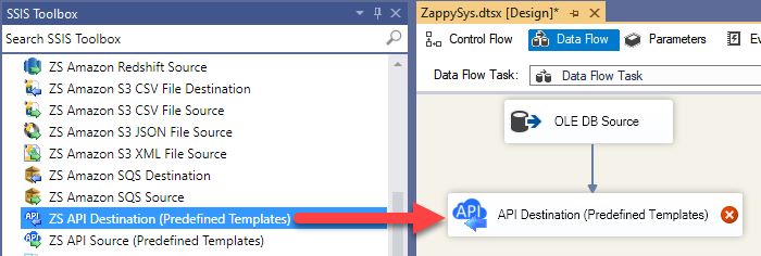 SSIS API Destination (Predefined Templates) - Drag and Drop
