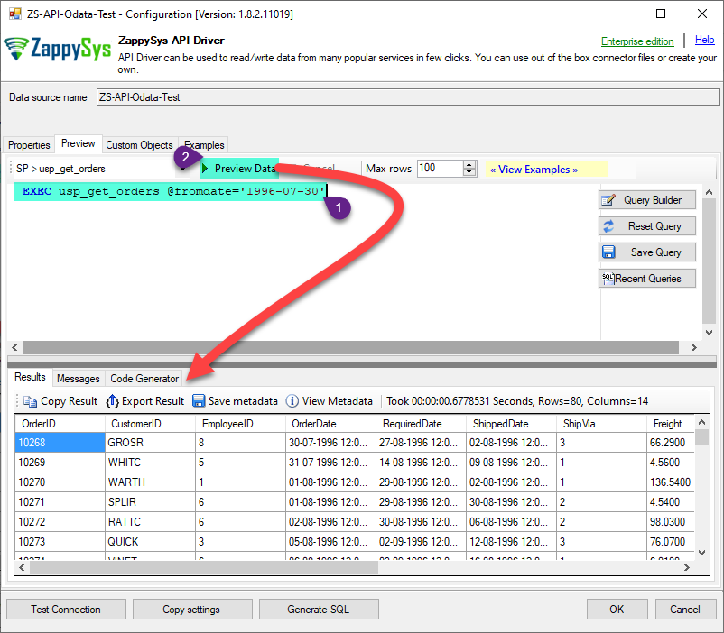 ZappySys Driver - Execute Custom Store Procedure