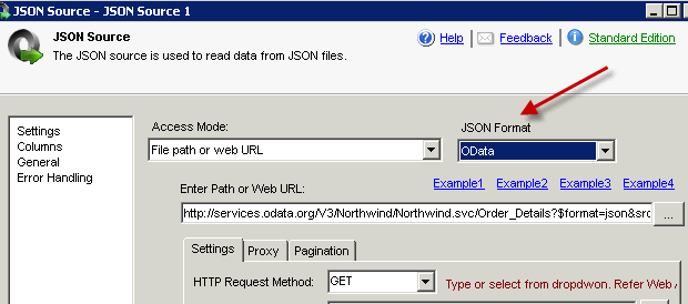OData Paging using SSIS JSON Source