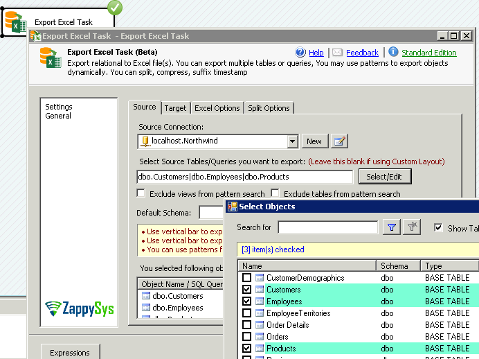 Ssis Export To Excel Dynamically Supports Multiple Tables Zappysys Blog 3069