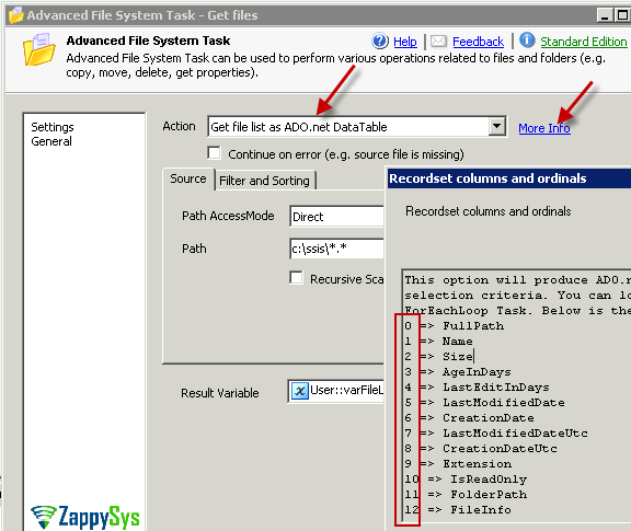 Advanced SSIS File System Task - SSIS get sorted file list and loop through it