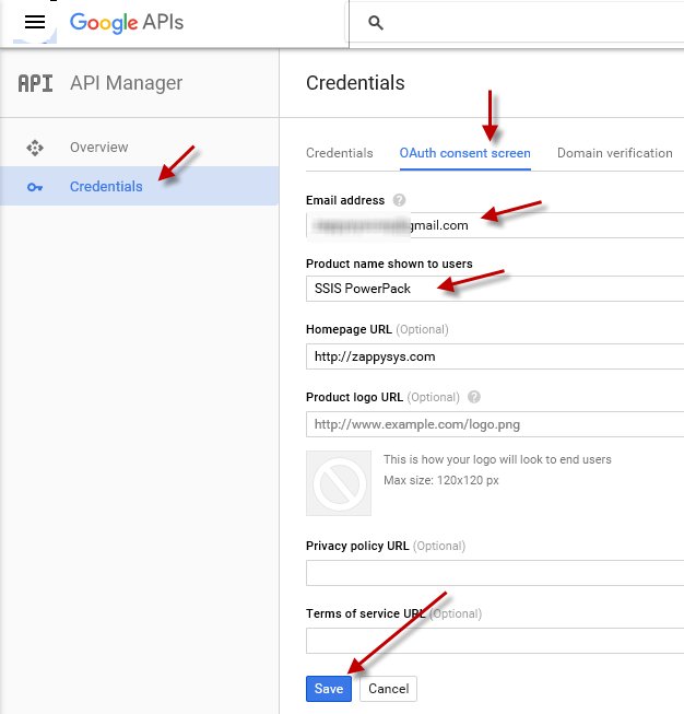 Google OAuth API - Create OAuth App - Set Application Name on Consent Screen