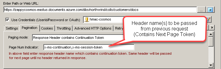 REST API Pagination using Continuation Token via Header (Azure CosmosDB / DocumentDB API Example )