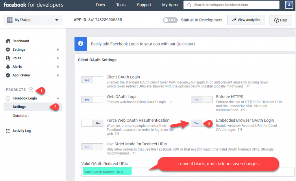 Adding Embedded browser support for Facebook OAuth Application