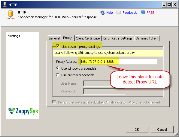 Using Proxy Settings in SSIS PowerPack