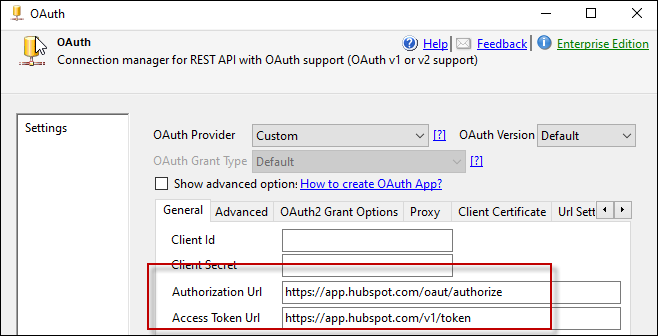 Configure SSIS OAuth Connection Authorization and Access Token URLs