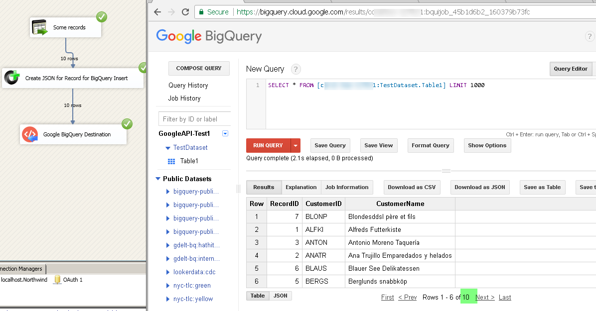 Loading data into Google BigQuery using SSIS