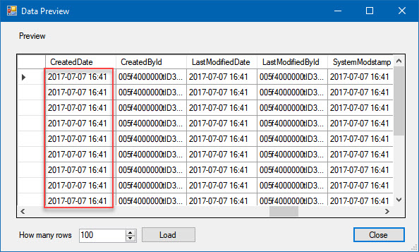 Data preview after formatting datetime column