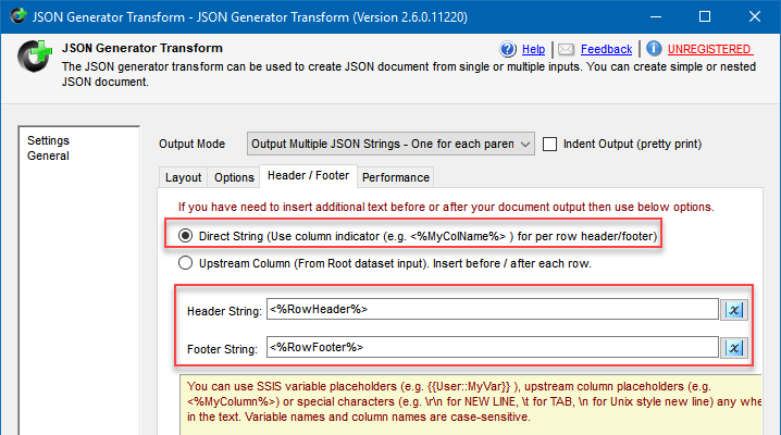JSON Generator Transform configuration to convert rows into JSON suitable for Elasticsearch Bulk operation