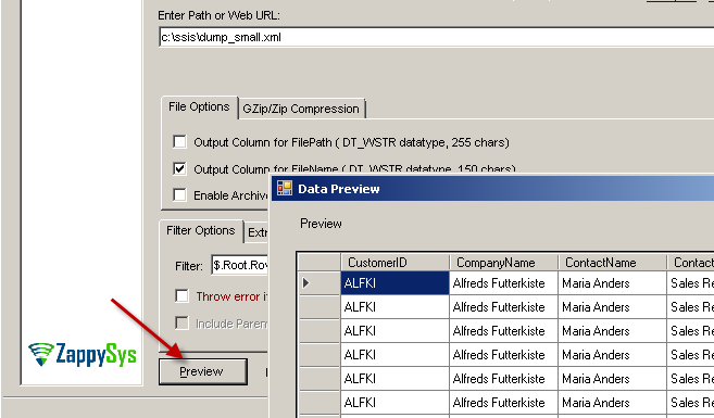 Preview XML or JSON File data using SSIS XML Source or JSON Source