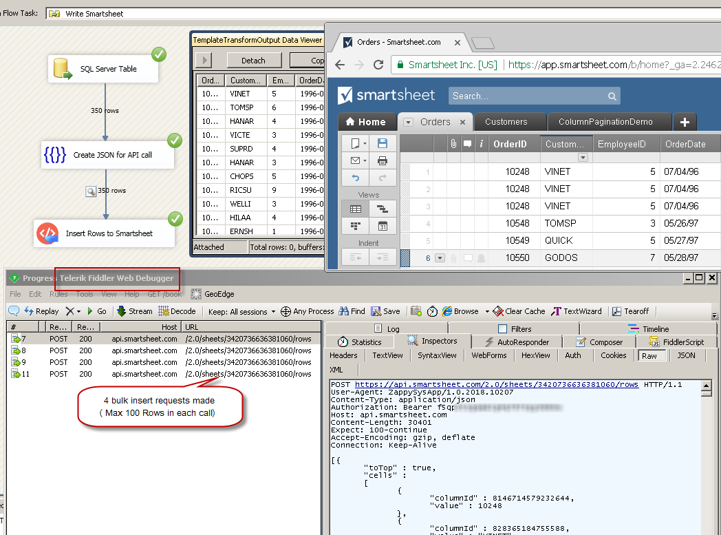 Loading data from SQL Server to Smartsheet using SSIS (Web API POST Example - Bulk Mode)
