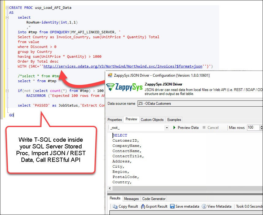 Example - Import JSON Files / REST API Data inside SQL Server ( Call API using T-SQL Stored Procedure)