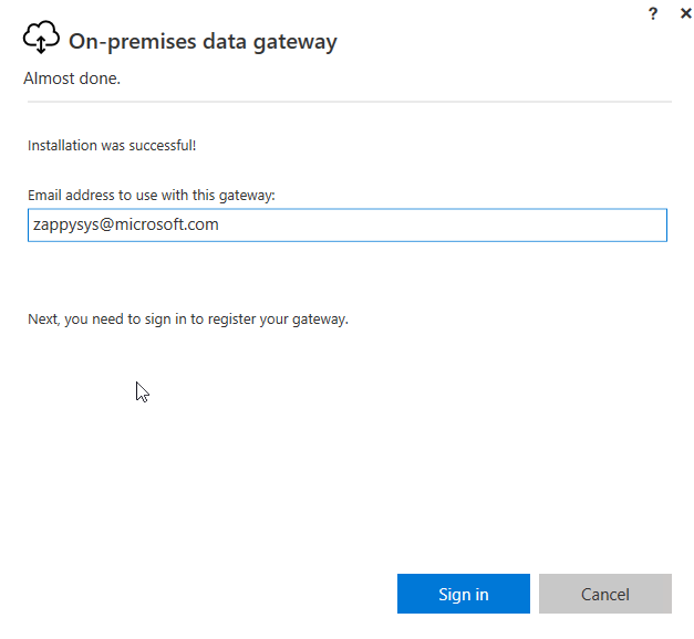 Register email in gateway installation