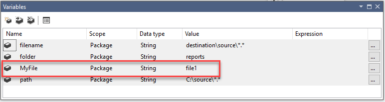 Create a SSIS variable