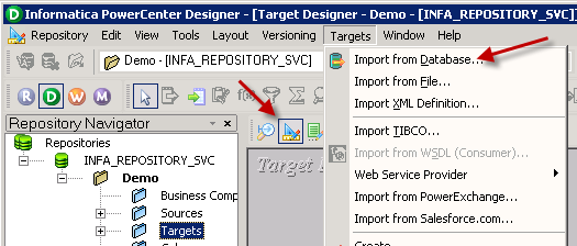 Import target Table Definition in informatica