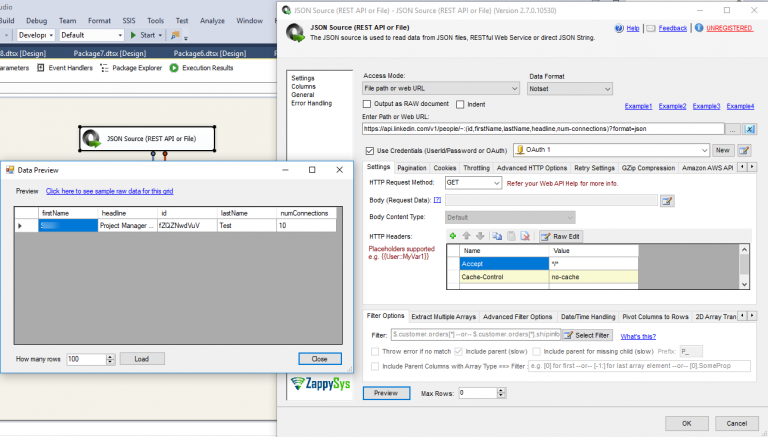 How to read LinkedIn data in SSIS - Call REST API / Load to SQL Server ...