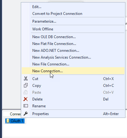  oauth connection ssis