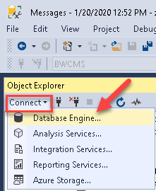 Connect to Database from SSMS