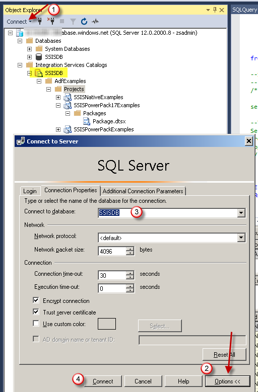 Connect to Azure Data Factory - SSISDB via SSMS 17.x Or Higher ( Deploy / Monitor SSIS Packages) (Run SSIS in Azure Data Factory)