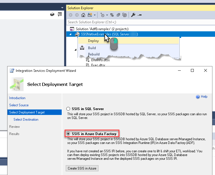 Deploy SSIS Packages to Azure Data Factory from Visual Studio 2017 / 2019