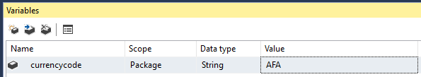 Creating variables in SSIS