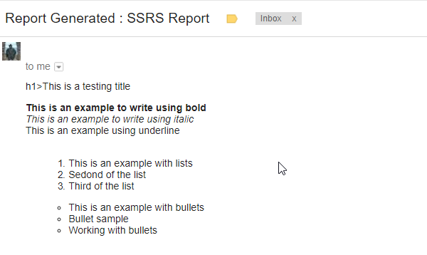 The email with the SSRS Report