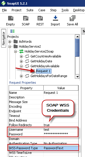 Configure SOAP WSS Credentials for SoapUI (SOAP API Testing Tool)