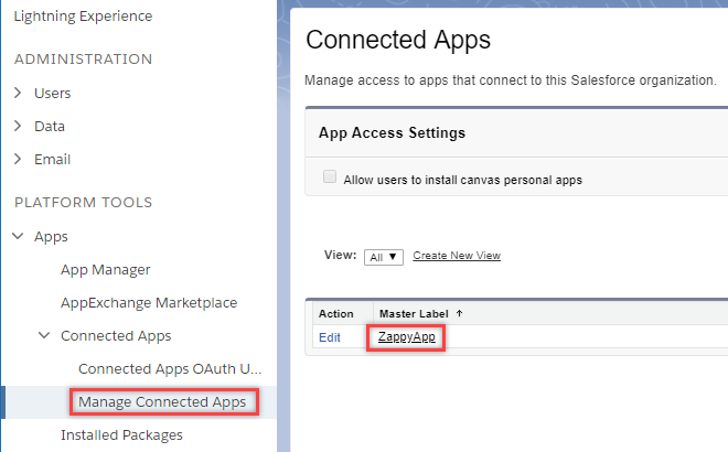 Finding Salesforce App to configure its policies