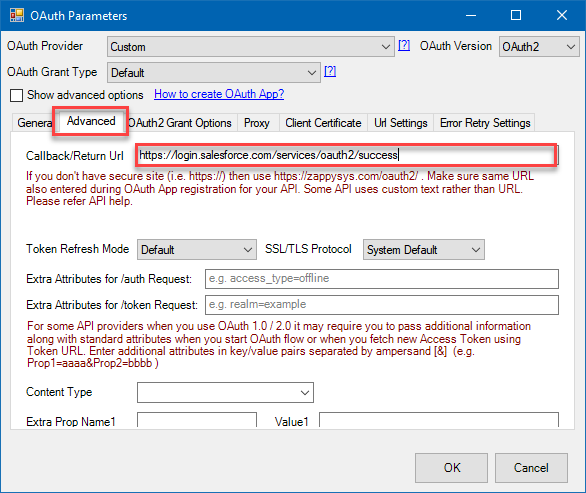 Configuring Callback Url in ODBC Data Source OAuth options