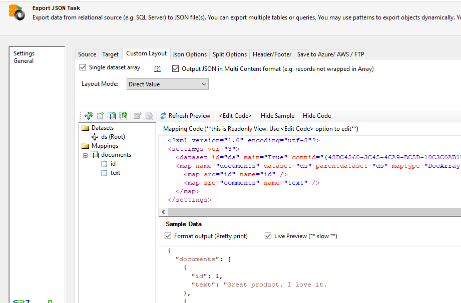 SSIS Output in JSON format