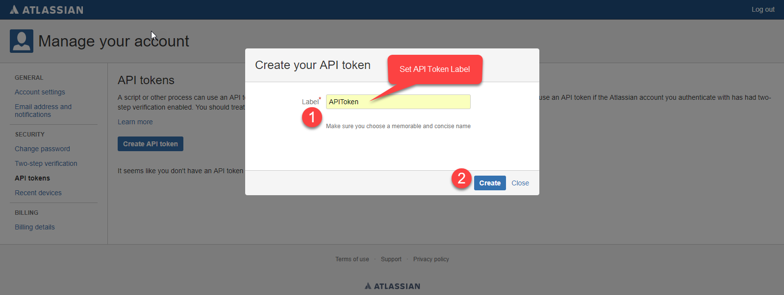 Generate API Token - Step - 2