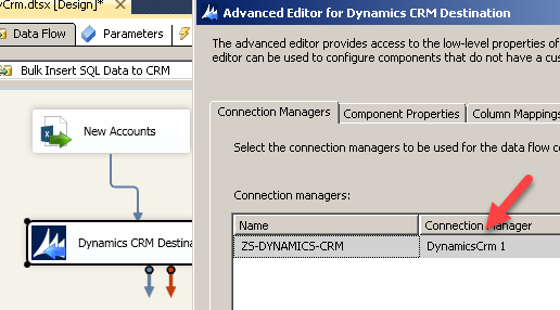 Select Connection for Dynamics CRM Destination
