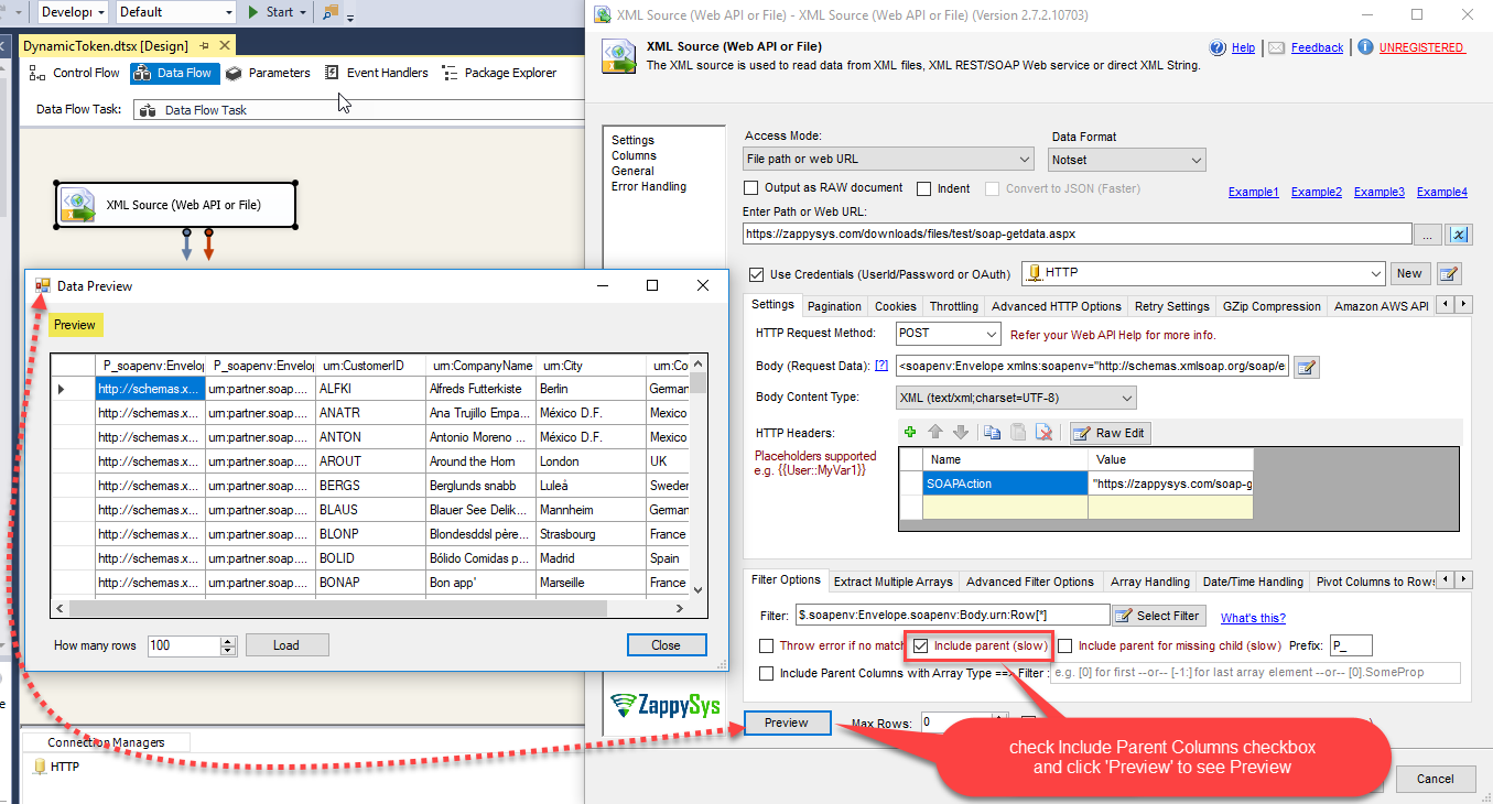 SSIS XML Source Component: See the Preview data
