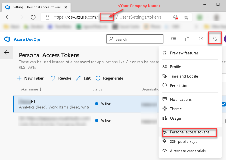 Call Azure DevOps API (formally known as VSTS / TFS Online) - Create Personal Access Token (i.e. PAT)