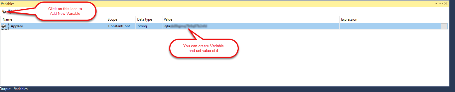 SSIS User Variables: Create a new Variable and set Value