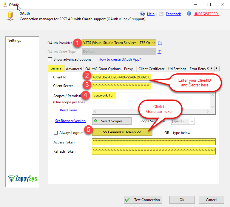 SSIS OAuth Connection Manager: General Tab Configurations