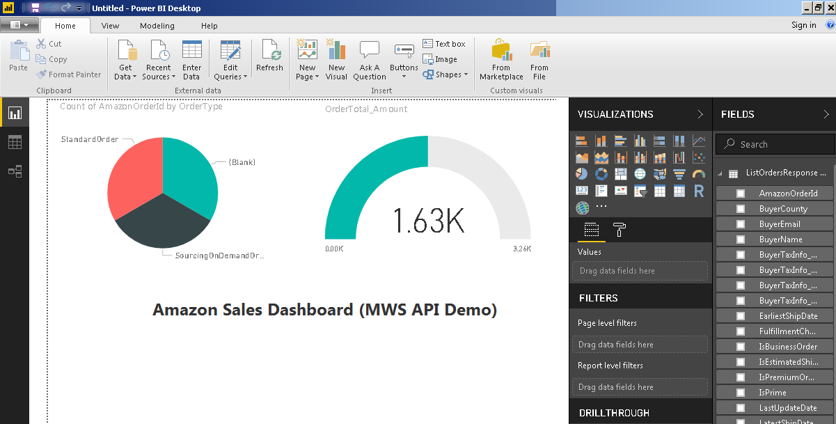 Load Amazon MWS data in Power BI - Create Amazon Sales Dashboard