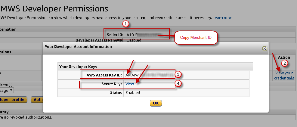 How to get Amazon MWS developer keys and know your Merchant ID (i.e. Seller ID)