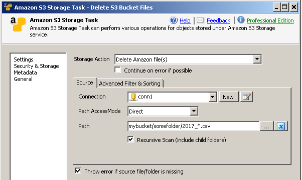 How to delete Amazon S3 File / Folder / Bucket in SSIS