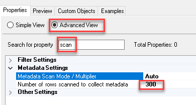 Metadata row scan limit option