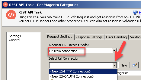 Create new connection for SSIS REST API Task