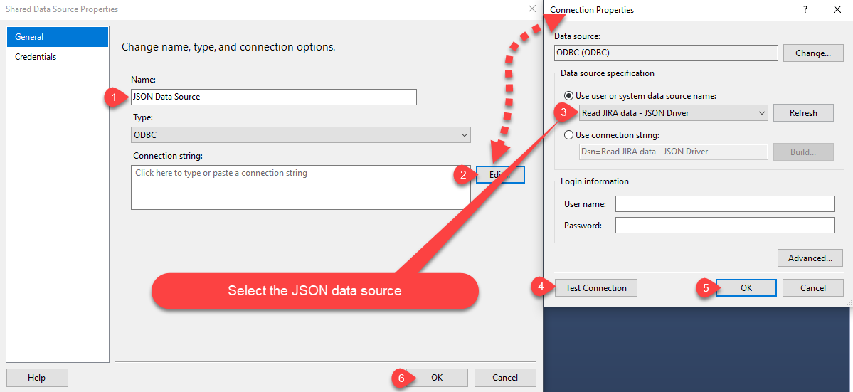 Add ODBC JSON Data Source