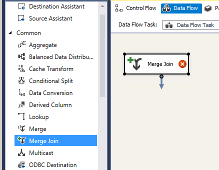 Drag SSIS Merge Join Transform from Toolbox