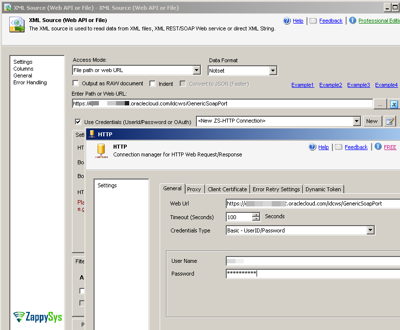 Configure HTTP Connection - Call Oracle UCM Web Service (SOAP XML)