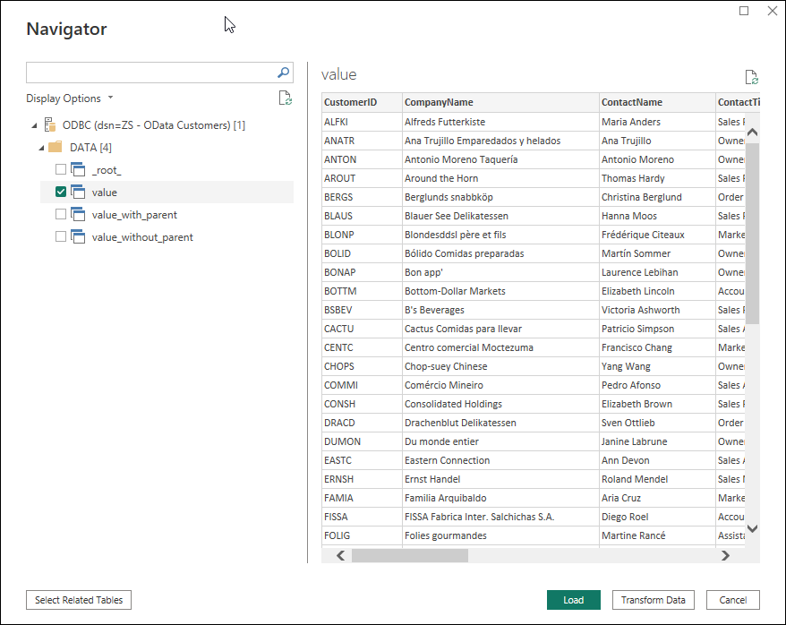 Select Table to import in Power BI