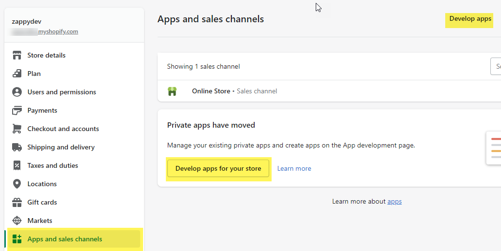 Shopify App and Sales Channel