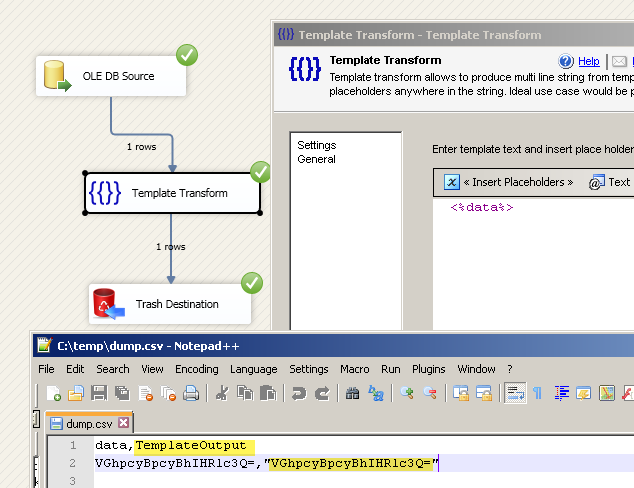 Convert Varbinary to BASE64 using SSIS Template Transform