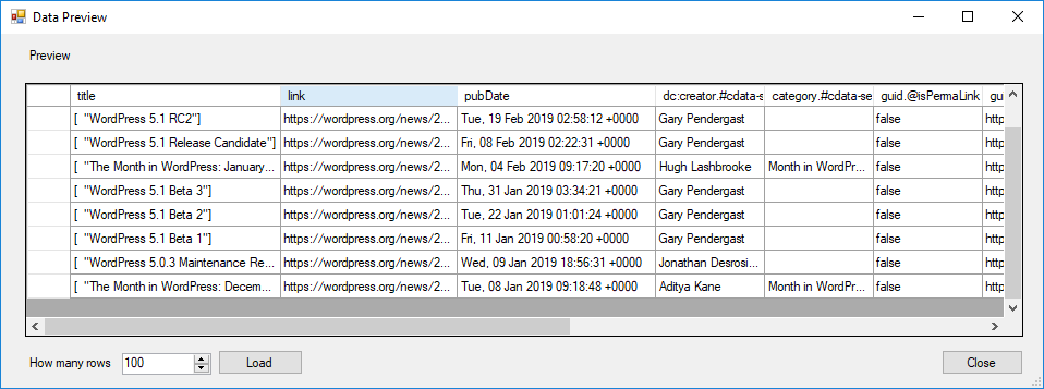 SSIS Preview Data