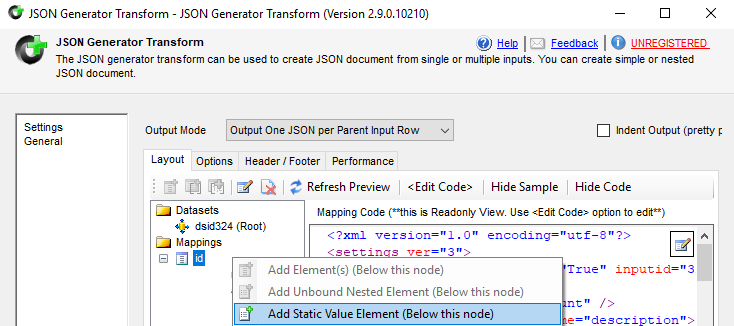 Add custom JSON in SSIS