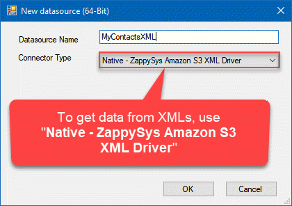 Choosing "ZappySys Amazon S3 XML Driver" to load XMLs to SQL Server